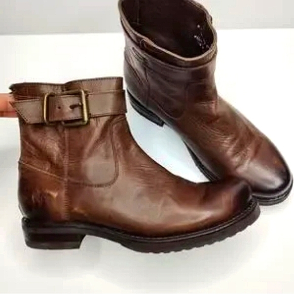 Frye Veronica Buckle Strap Zip Brown Ankle Boot Size 7.5🌴 - Picture 1 of 9